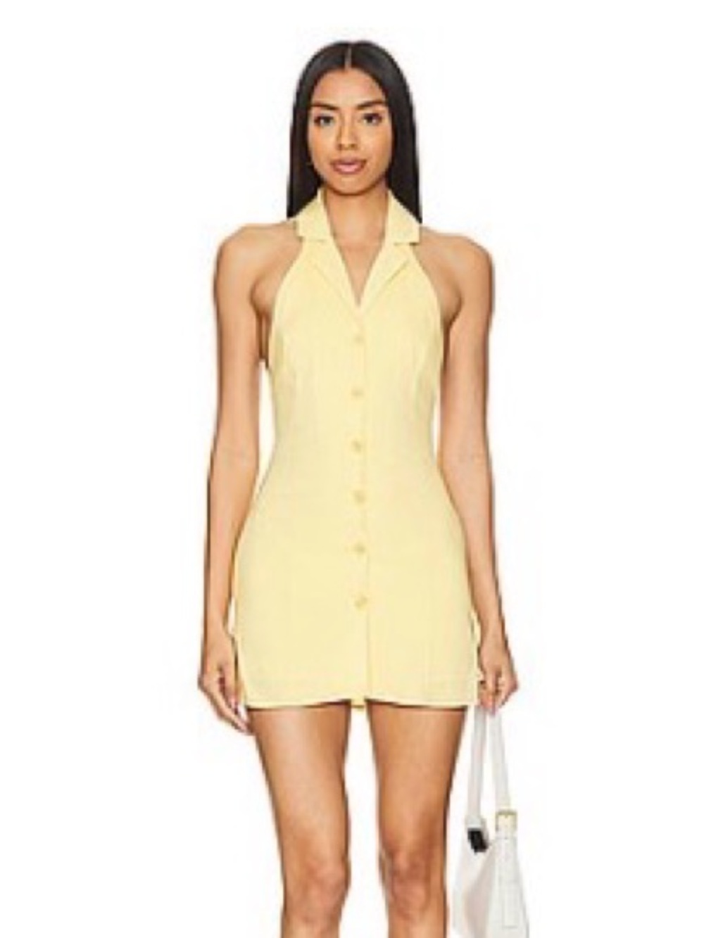 REVOLVE Pale Yellow Halter Button-Front Chemise